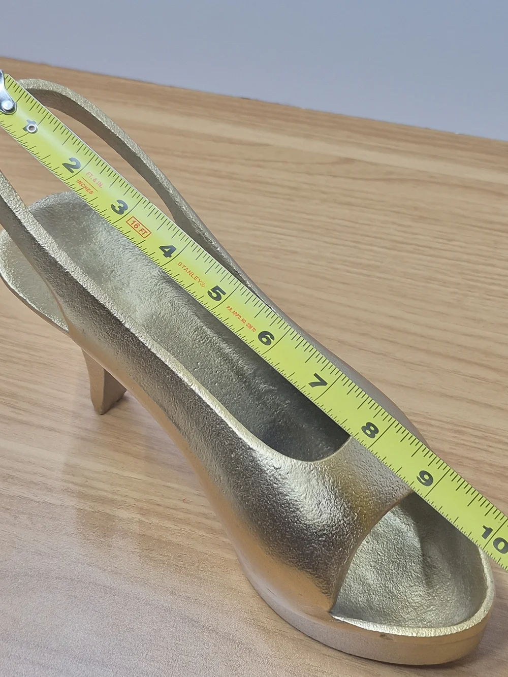 Gold Tone Cast Metal High Heel Paper Weight Decor